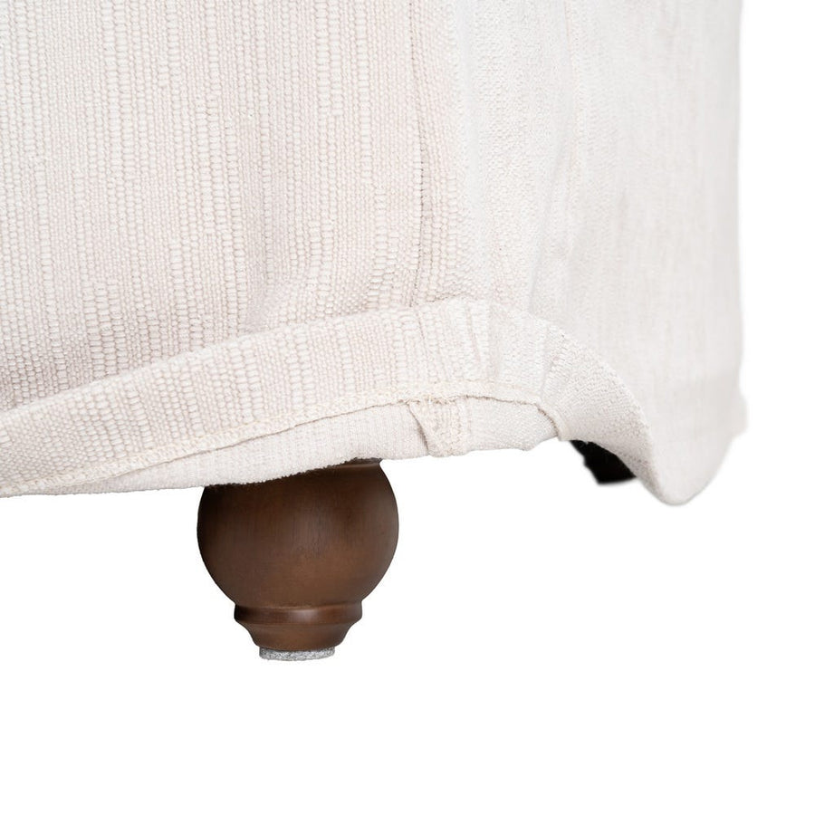 Canapé trois places déhoussable en tissu polyester clair, couleur crème, vue 2