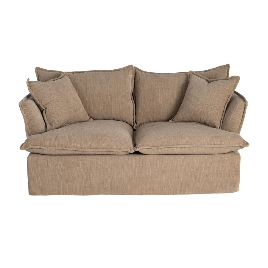 Canapé deux places en tissu polyester aux housses amovibles, couleur beige, vue 9