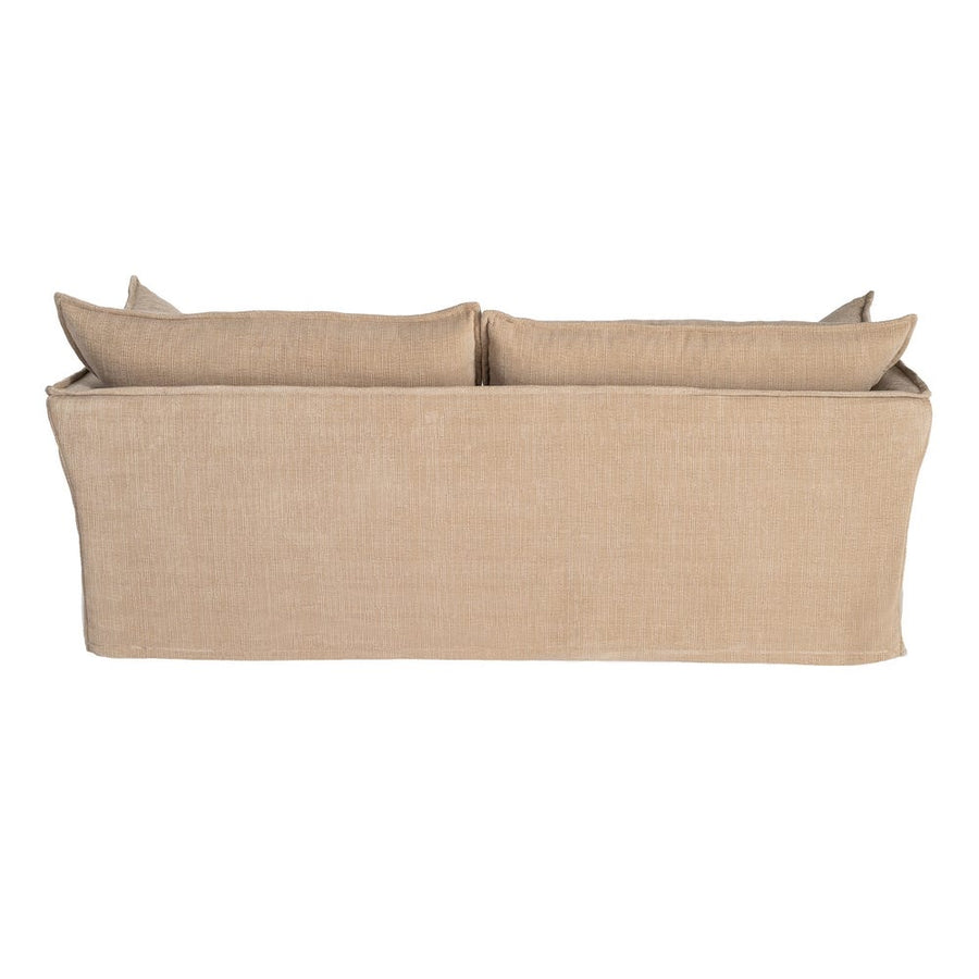 Canapé trois places déhoussable en tissu polyester clair, couleur beige, vue 10