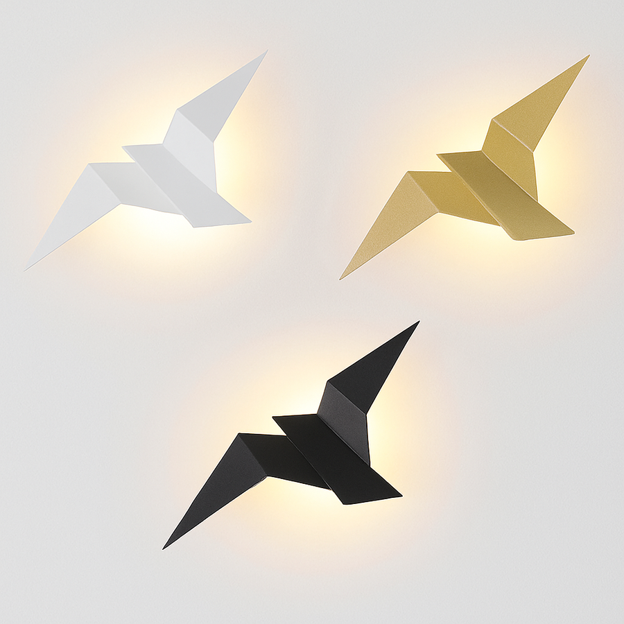 Applique murale en forme d'oiseau origami en tôle pliée, vue 2