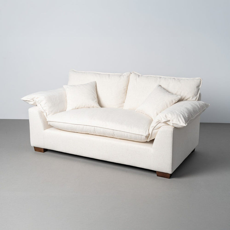 Canapé deux places en tissu crème aux coussins déhoussables, vue 2