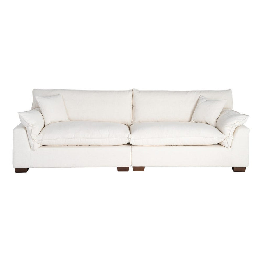 Canapé quatre places en tissu crème mêlé de lin, couleur uni, vue 4