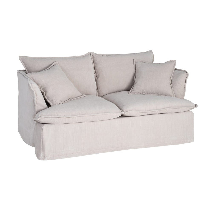 Canapé deux places en tissu polyester aux housses amovibles, couleur crème, vue 3