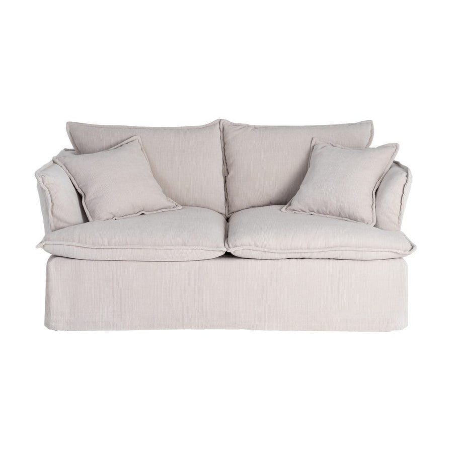 Canapé deux places en tissu polyester aux housses amovibles, couleur crème, vue 4