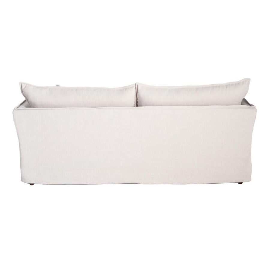 Canapé trois places déhoussable en tissu polyester clair, couleur crème, vue 5
