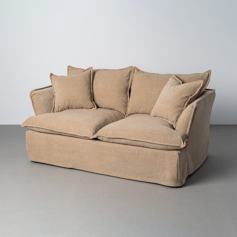 Canapé deux places en tissu polyester aux housses amovibles, couleur beige, vue 7