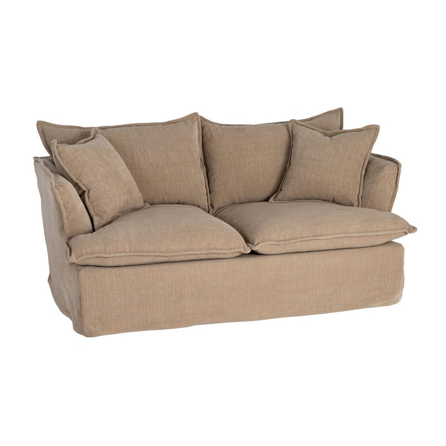 Canapé deux places en tissu polyester aux housses amovibles, couleur beige, vue 8