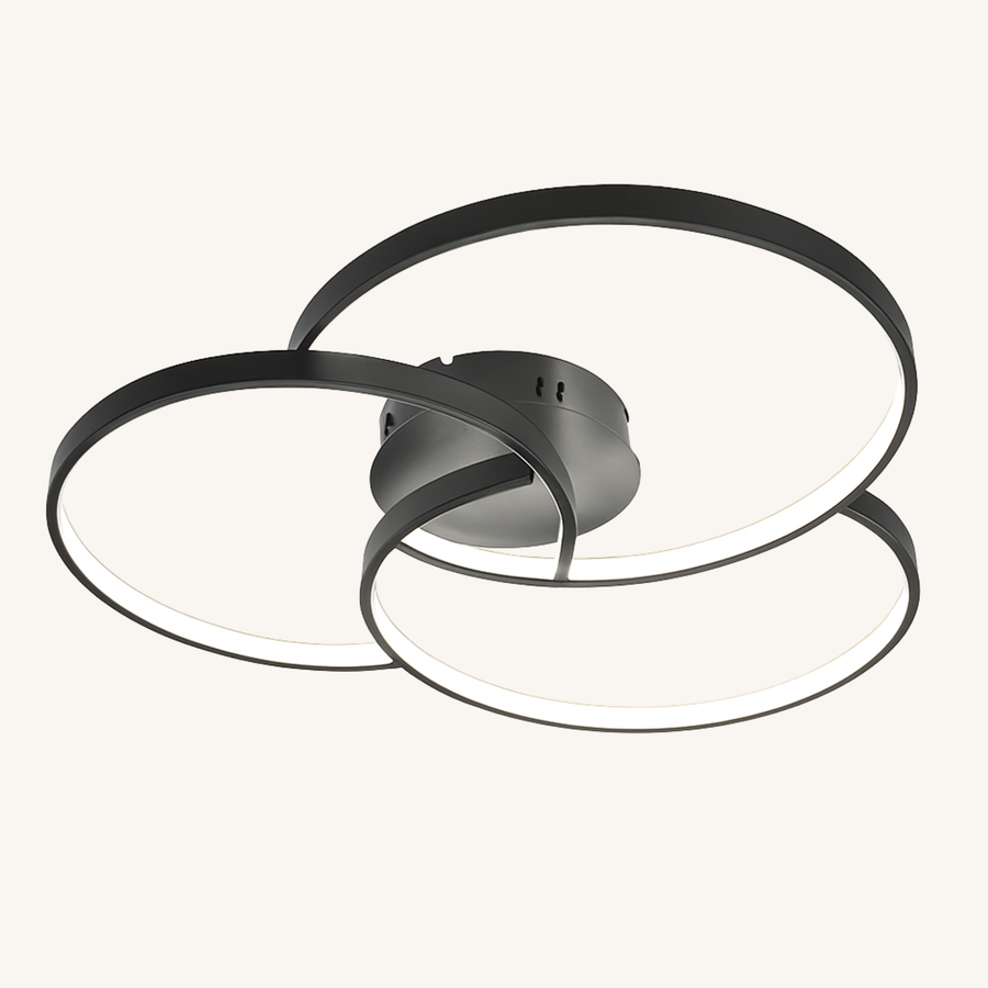 Plafonnier LED rosace à trois cercles, intensité réglable, Ø 58 à 90 cm