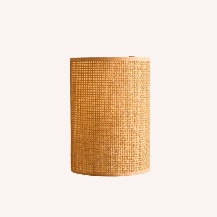 Applique murale demi-cylindre en rotin tressé naturel, H 25 cm, L 20 cm
