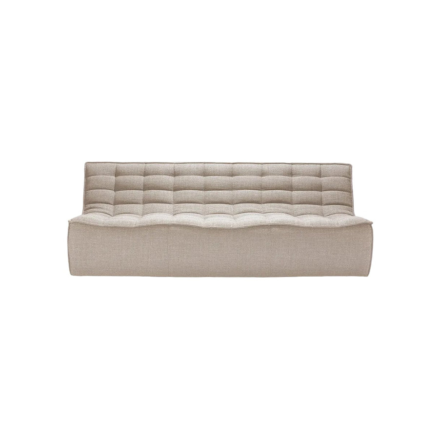 Canapé modulable 3 places en tissu, sans pieds apparents, assise basse et profonde