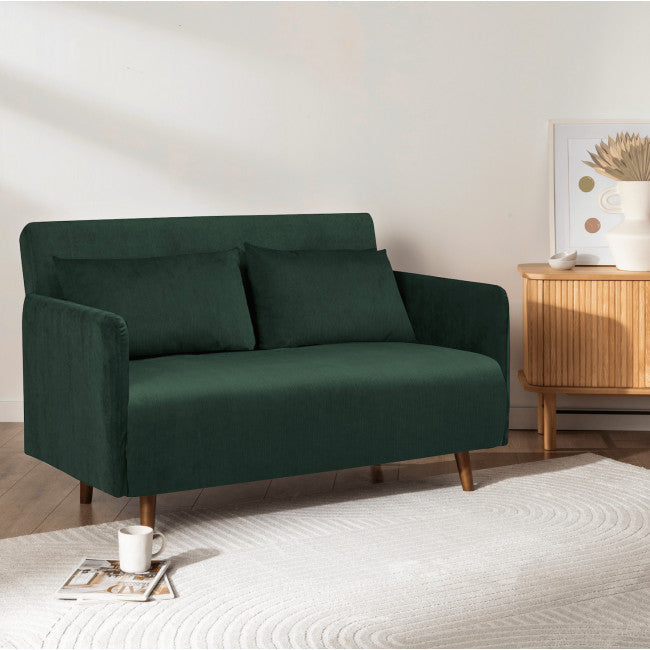Canapé clic-clac 2 places compact au style scandinave, couleur vert, vue 8