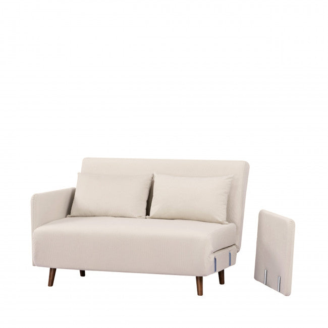 Canapé clic-clac 2 places compact au style scandinave, couleur beige, vue 3