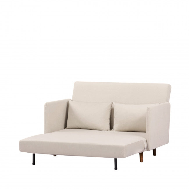 Canapé clic-clac 2 places compact au style scandinave, couleur beige, vue 4