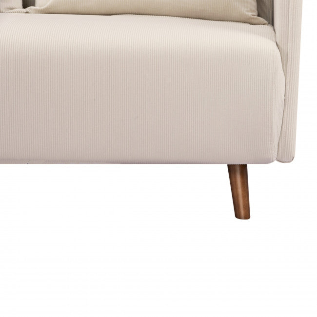 Canapé clic-clac 2 places compact au style scandinave, couleur beige, vue 6