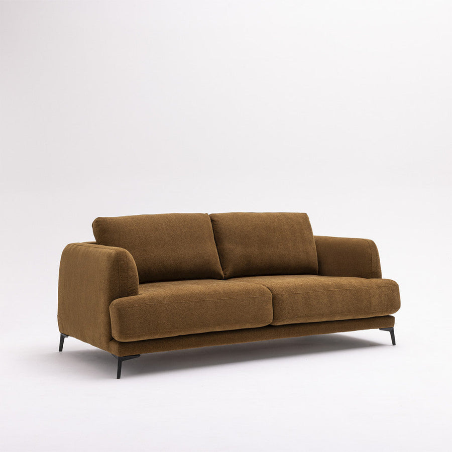 Canapé convertible aux lignes arrondies sur quatre pieds en métal noir, couleur bronze, vue 7