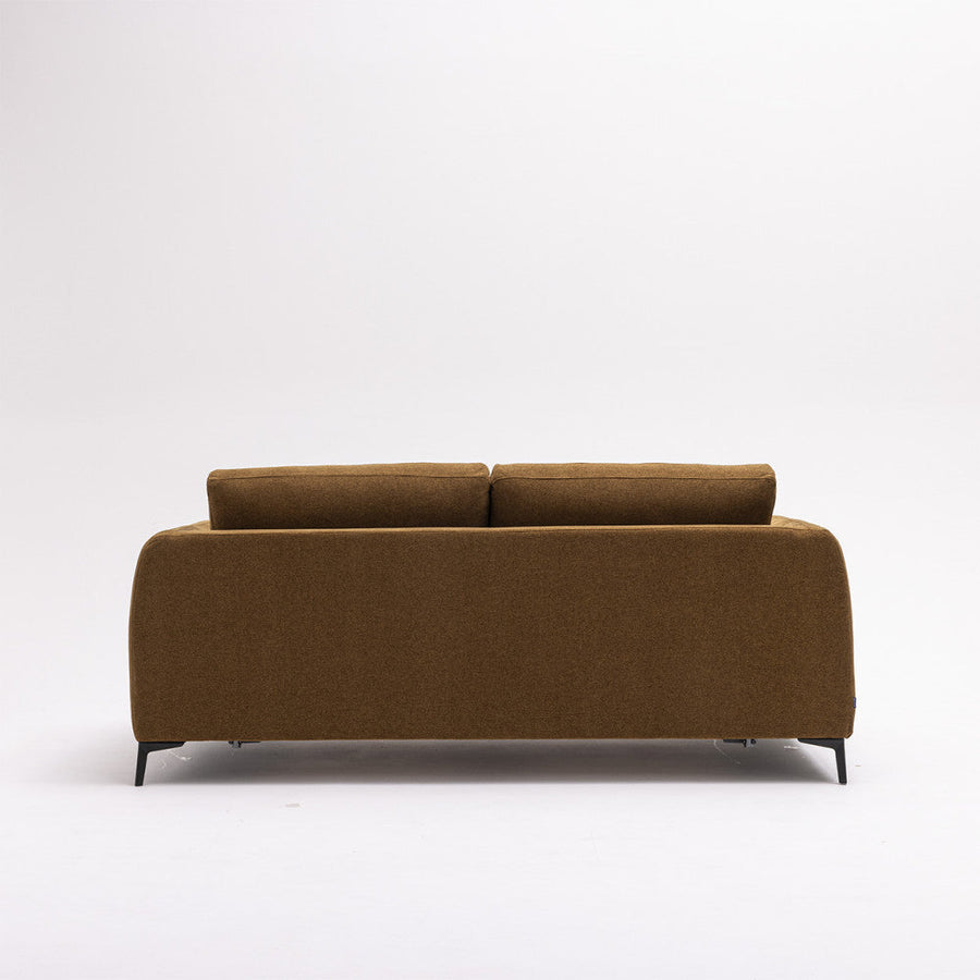 Canapé convertible aux lignes arrondies sur quatre pieds en métal noir, couleur bronze, vue 8