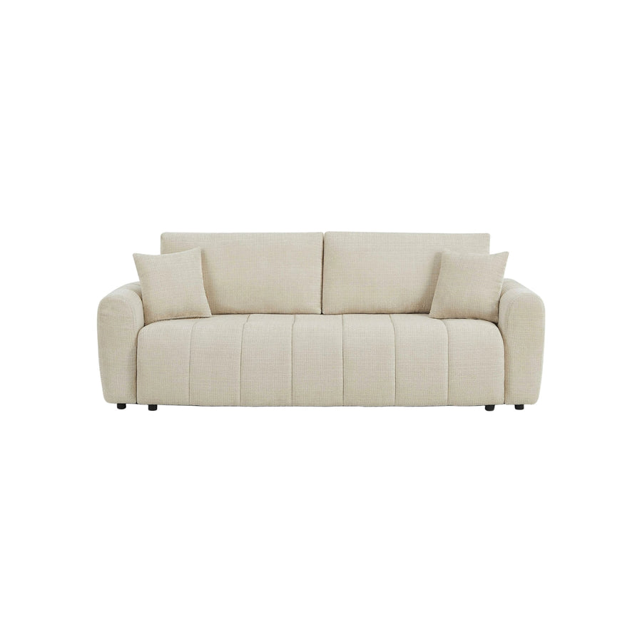 Canapé convertible droit en tissu texturé avec coffre de rangement discret
