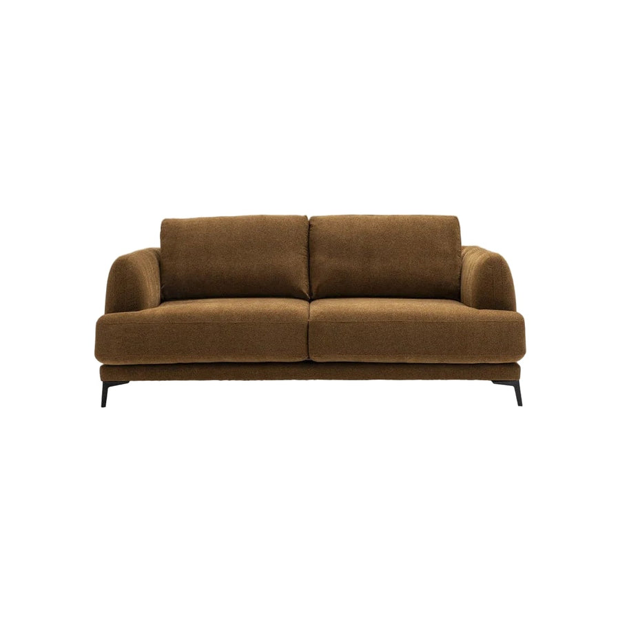 Canapé convertible aux lignes arrondies sur quatre pieds en métal noir, couleur bronze, vue 5