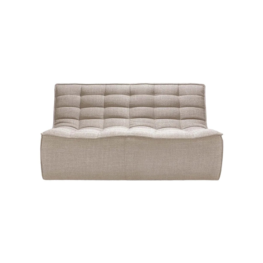Canapé modulable 2 places en tissu, sans pieds apparents, assise basse et profonde
