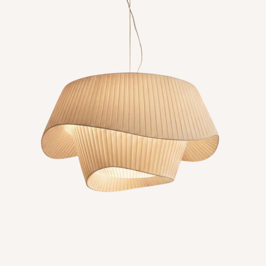 Suspension ondulée en tissu plissé sur structure en fer Ø 50 ou 60 cm
