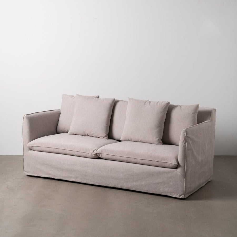 Canapé 3 places en tissu taupe déhoussable sur ossature en pin 197 cm